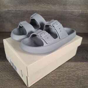 Beach Slides By J/Slides White Eva Double Buckle Sandals Women's 7 M Summer